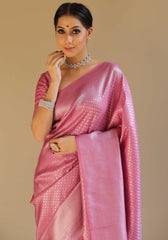PINK BANARASI SILK SAREE